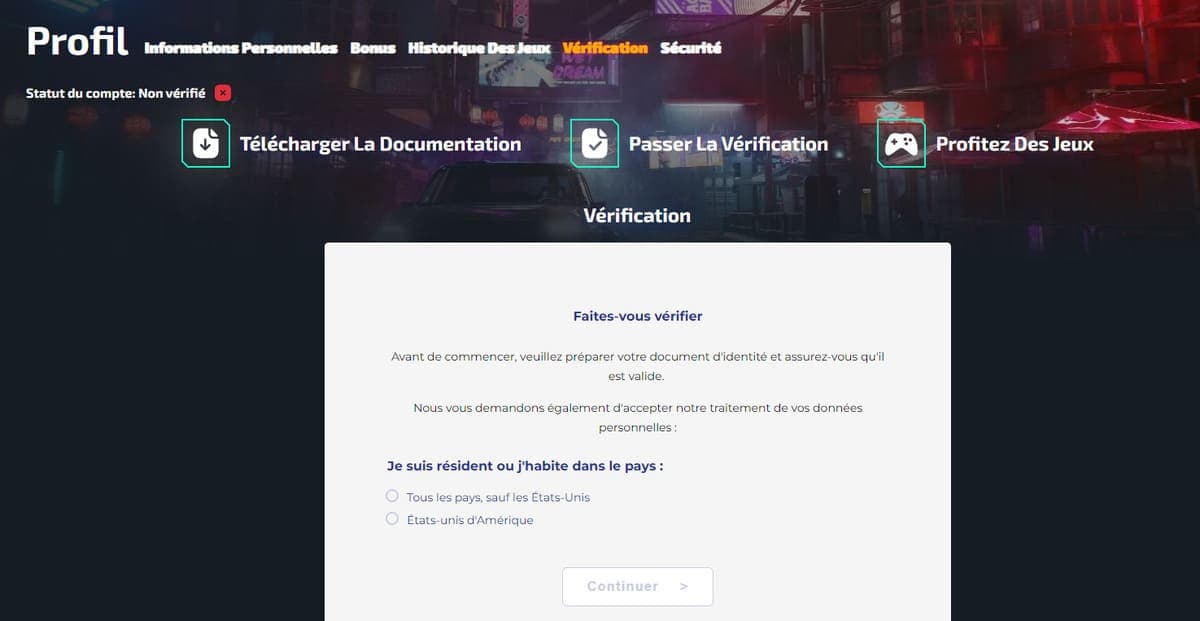 Vérification KYC Casinozer