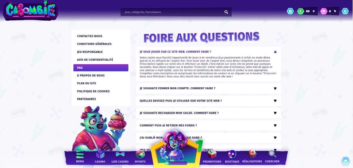 FAQ Casombie Casino