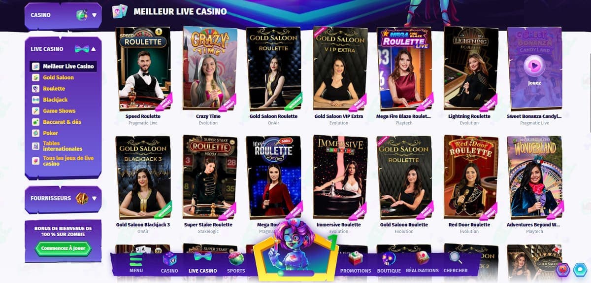 Meilleur live Casombie Casino