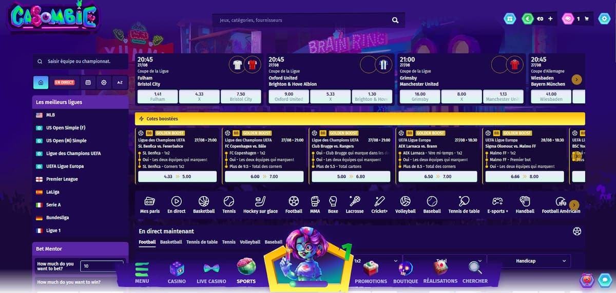 Paris sportifs Casombie Casino