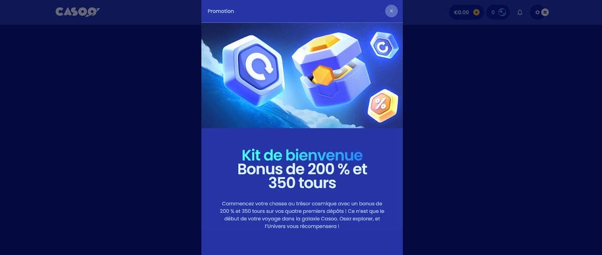 Bonus bienvenue Casoo Casino
