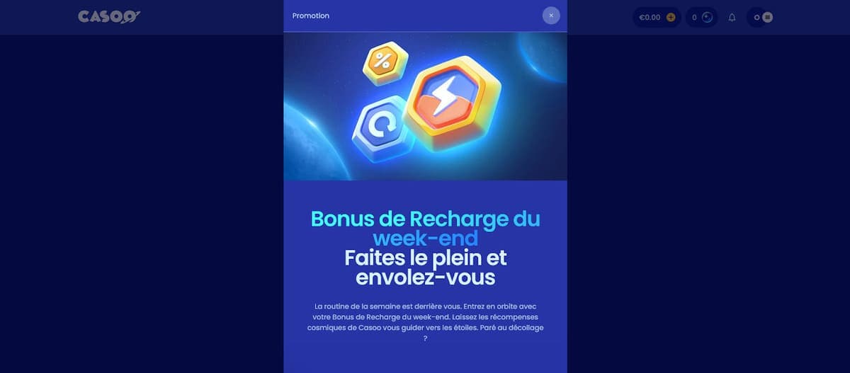 Bonus recharge week-end Casoo Casino