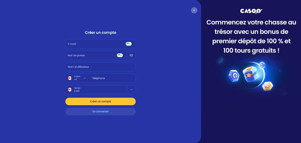 Inscription Casoo Casino