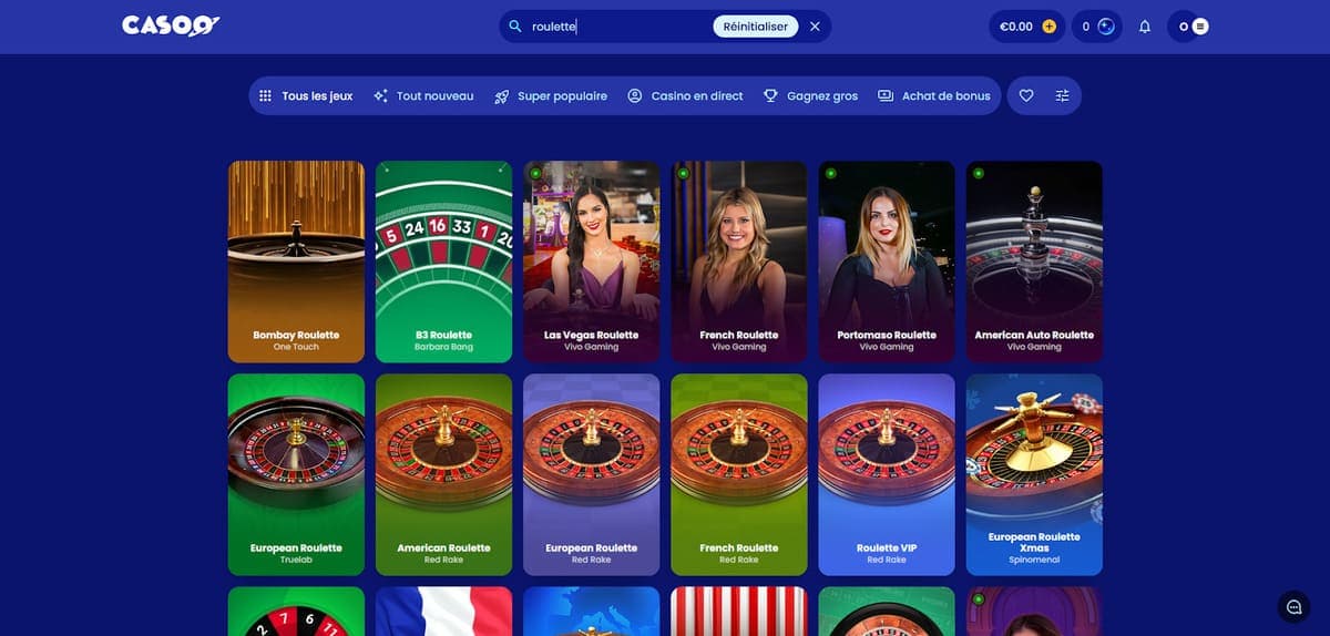 Jeux de table Casoo Casino