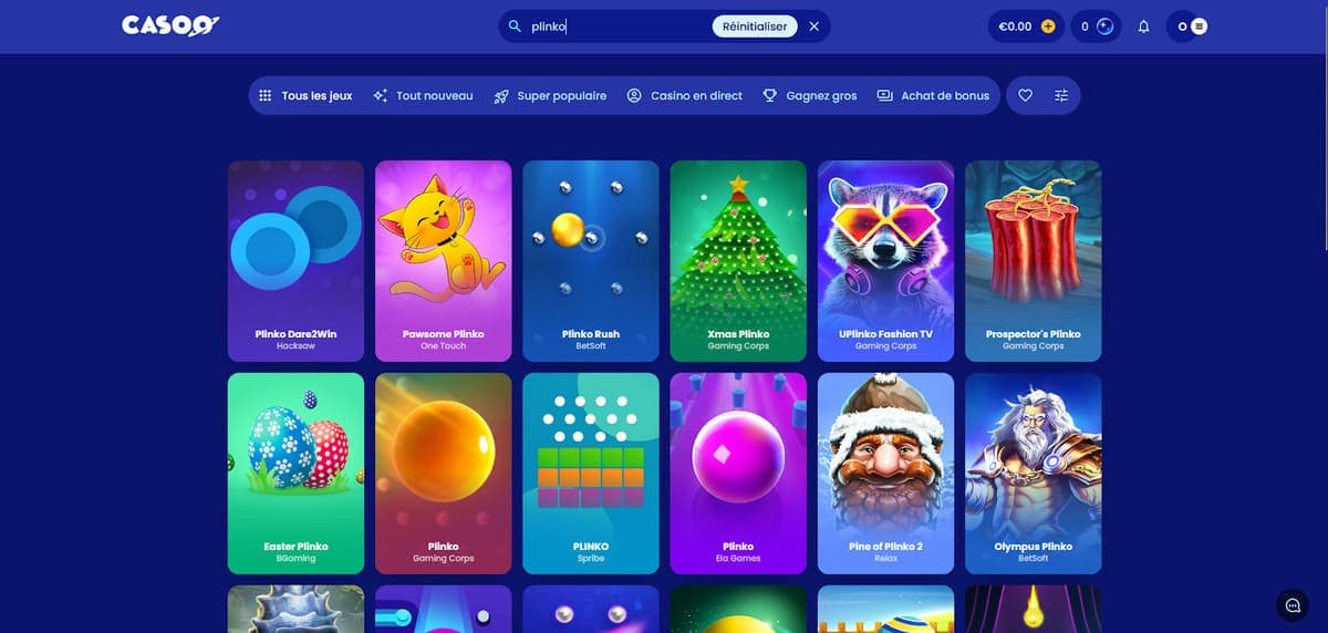 Mini jeux Casoo Casino