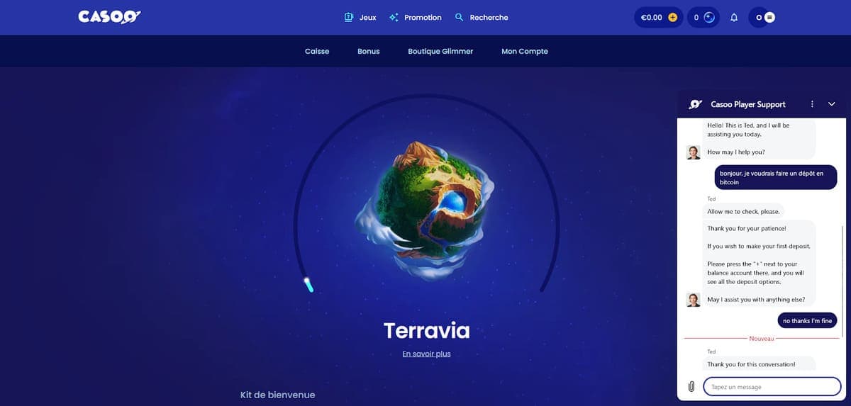 Service client Casoo Casino