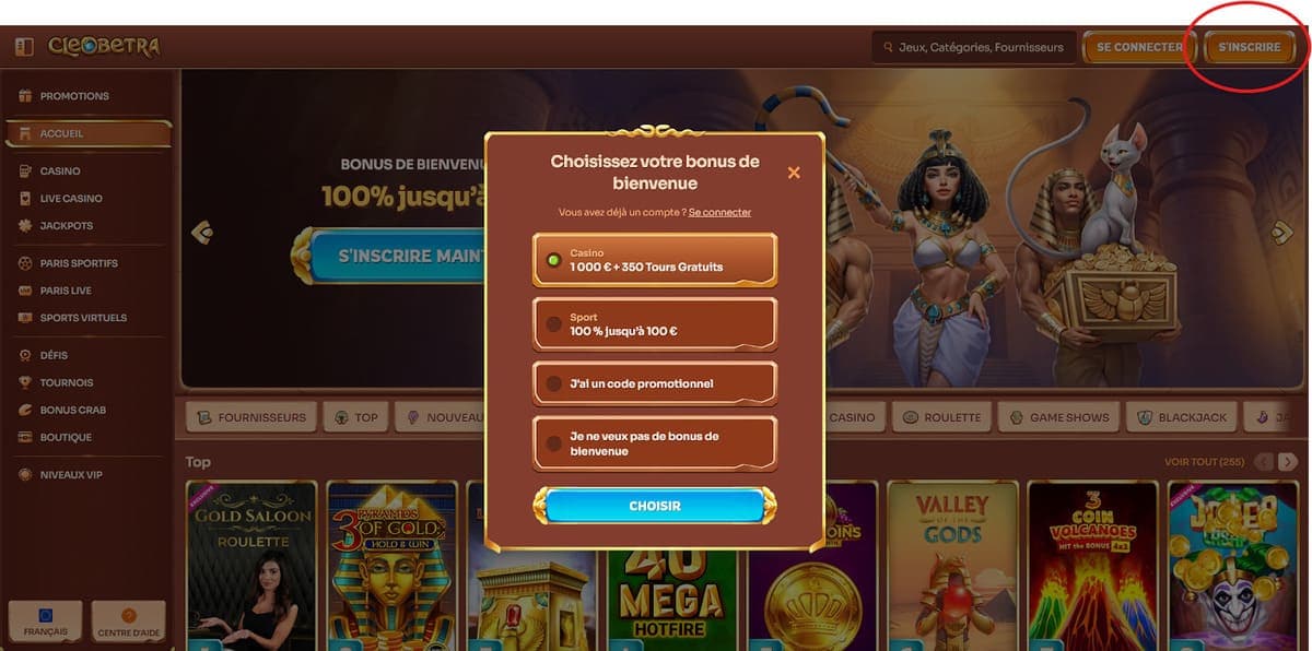 Inscription Cleobetra Casino