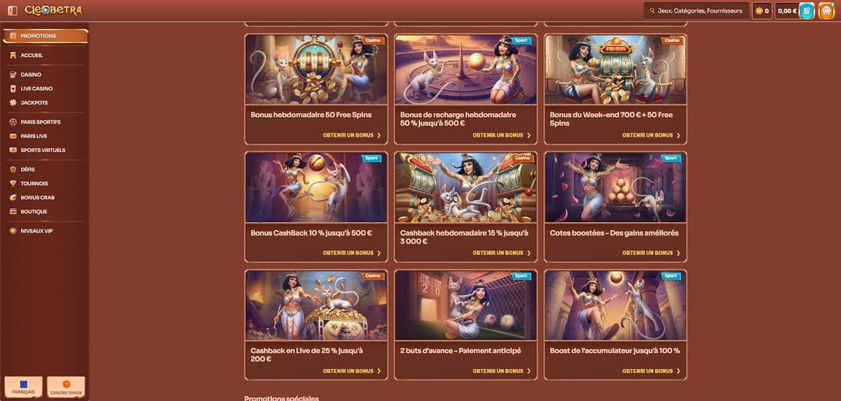 Promotions Cleobetra Casino