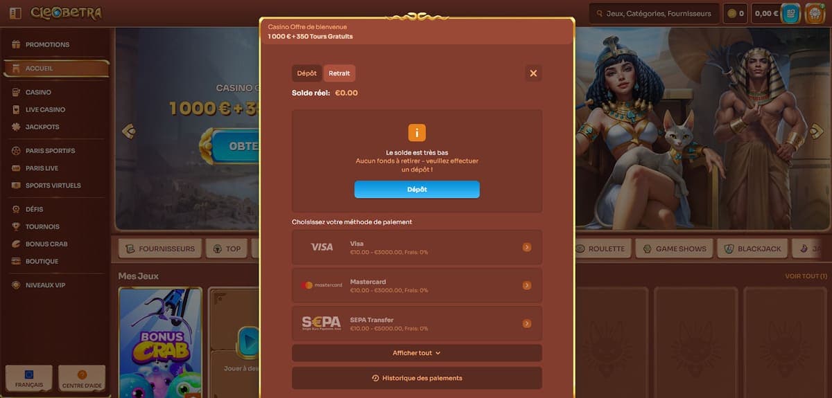 Retrait Cleobetra Casino