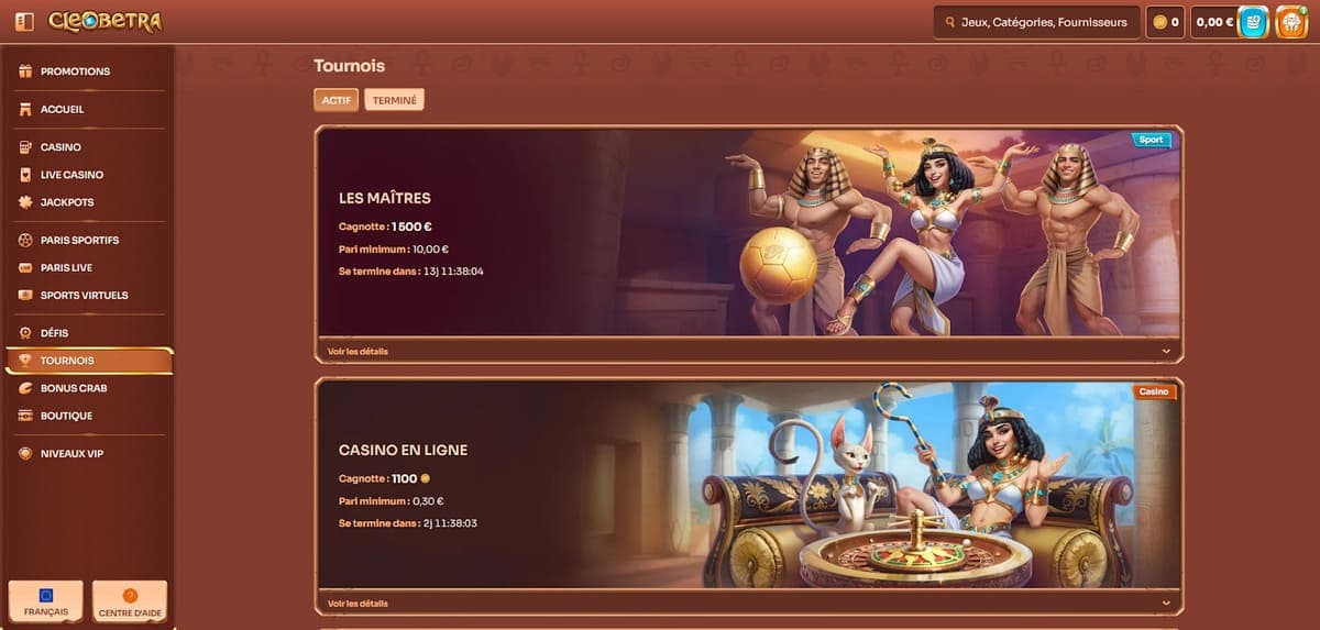 Tournois Cleobetra Casino