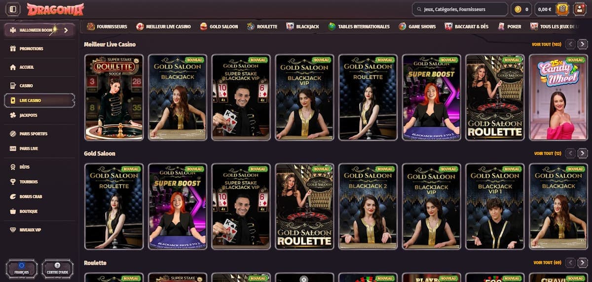 Meilleur live Dragonia Casino