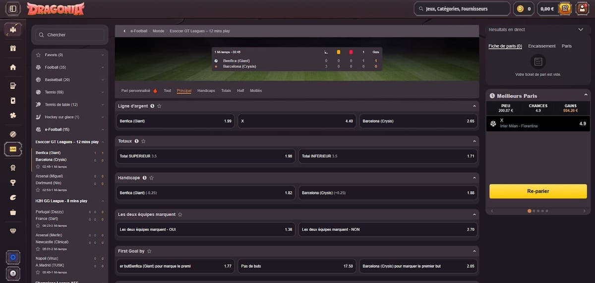 Paris en direct Dragonia Casino