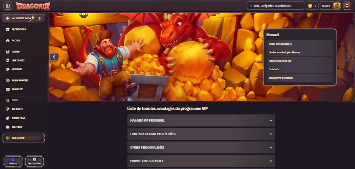 Programme VIP Dragonia Casino