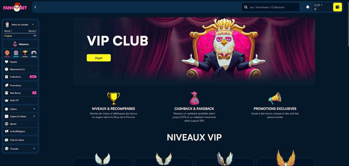 Club VIP Fanobet Casino