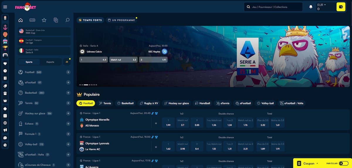 Paris sportifs Fanobet Casino