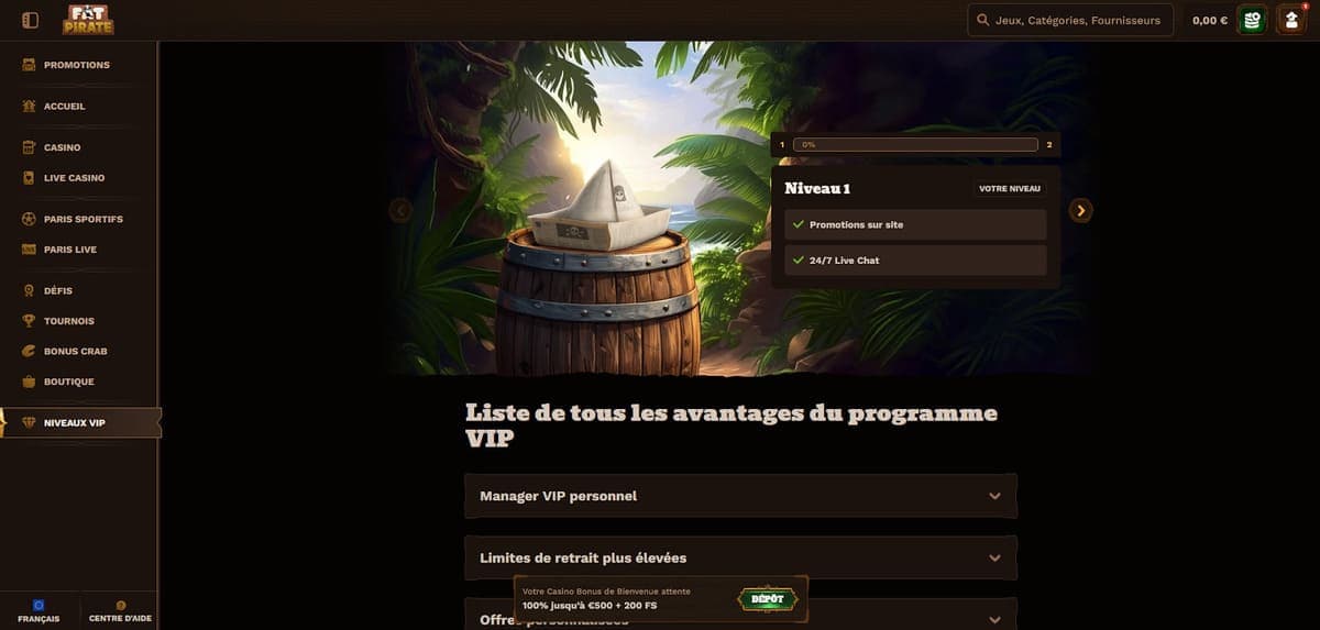 Club VIP Fat Pirate Casino