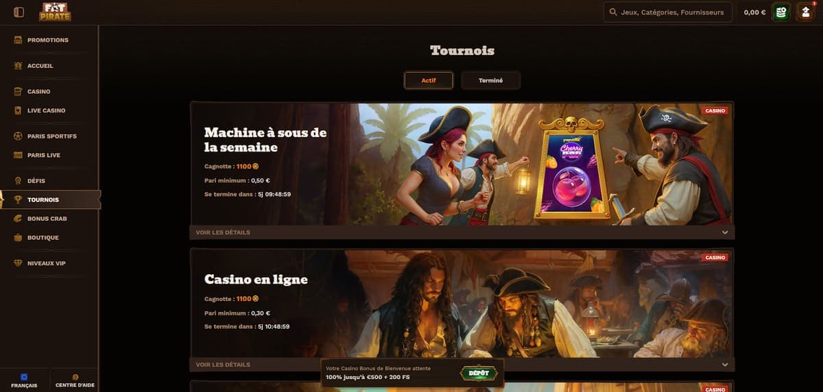 Tournois Fat Pirate Casino