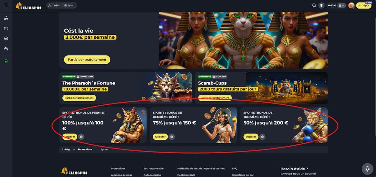 Bonus premier dépôt FelixSpin Casino
