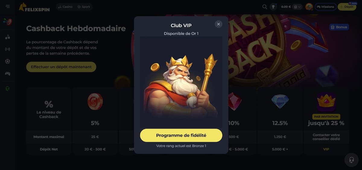 Club VIP FelixSpin Casino