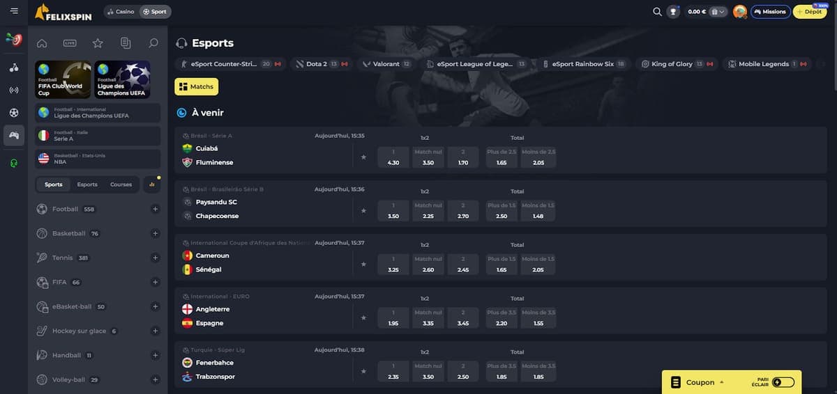 E-sport FelixSpin Casino