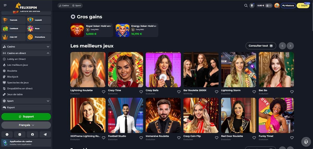 Live casino FelixSpin Casino