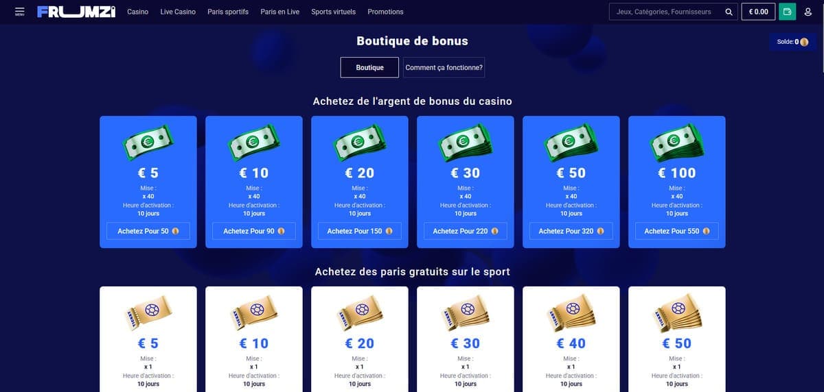 Boutique Frumzi Casino