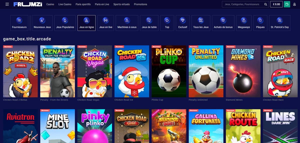 Mini jeux Frumzi Casino