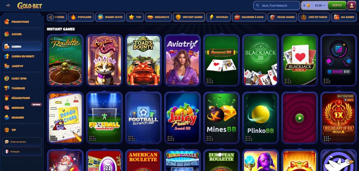 Instant games Golobet Casino