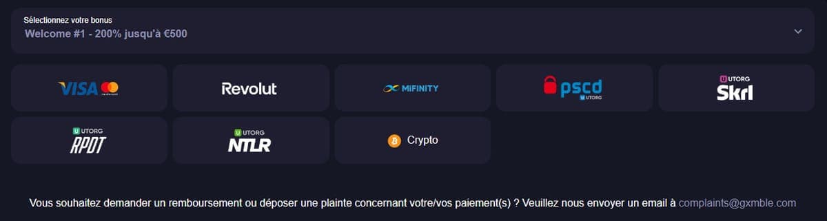 Moyens de paiement Gxmble