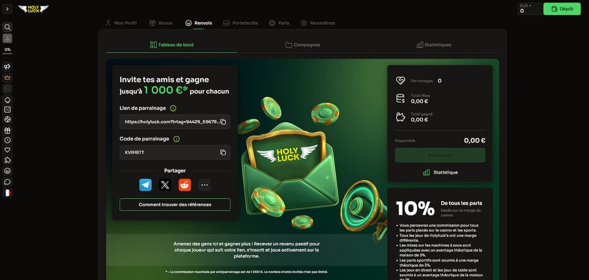 Fidélisation Holyluck Casino