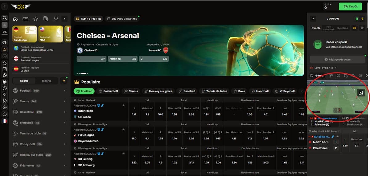 Paris sportifs Holyluck Casino