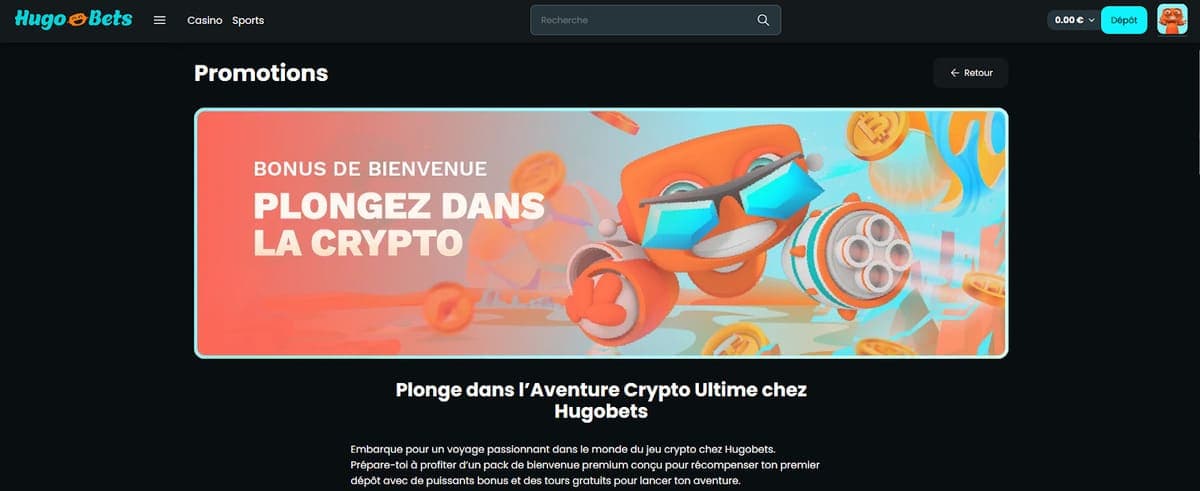 Bonus crypto Hugo Bets Casino