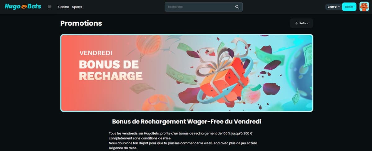 Bonus recharge Hugo Bets Casino