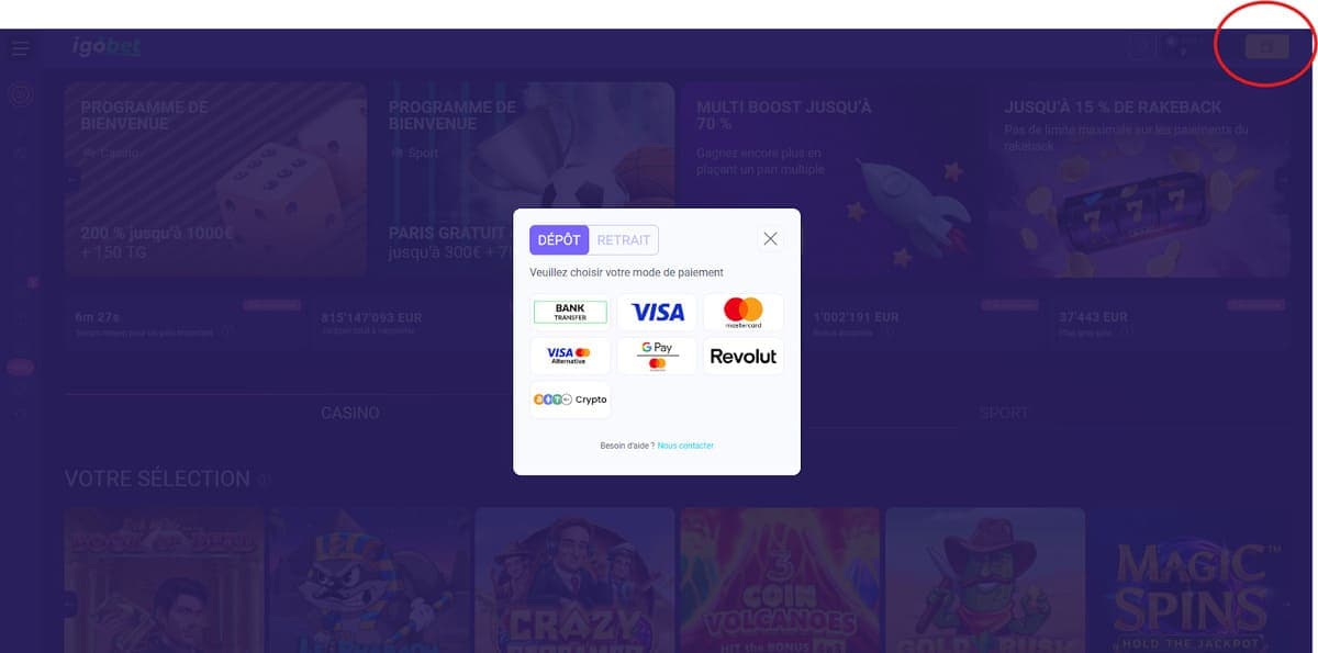 Dépôt Igobet Casino