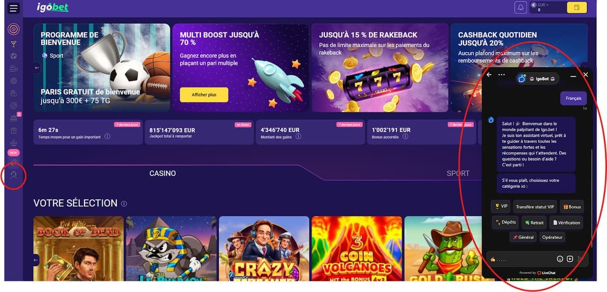 Live chat Igobet Casino