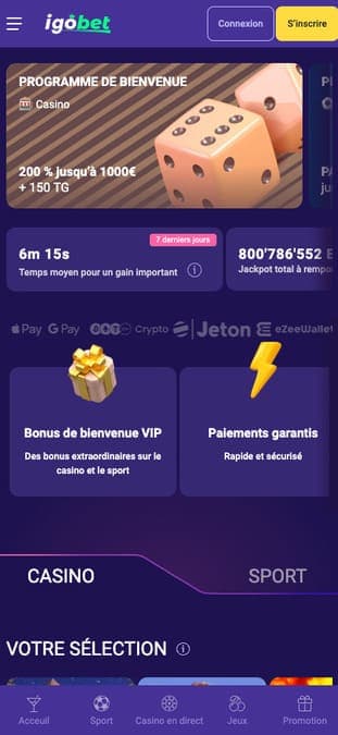 Igobet casino application