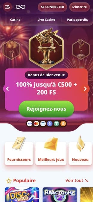 Infinity casino application