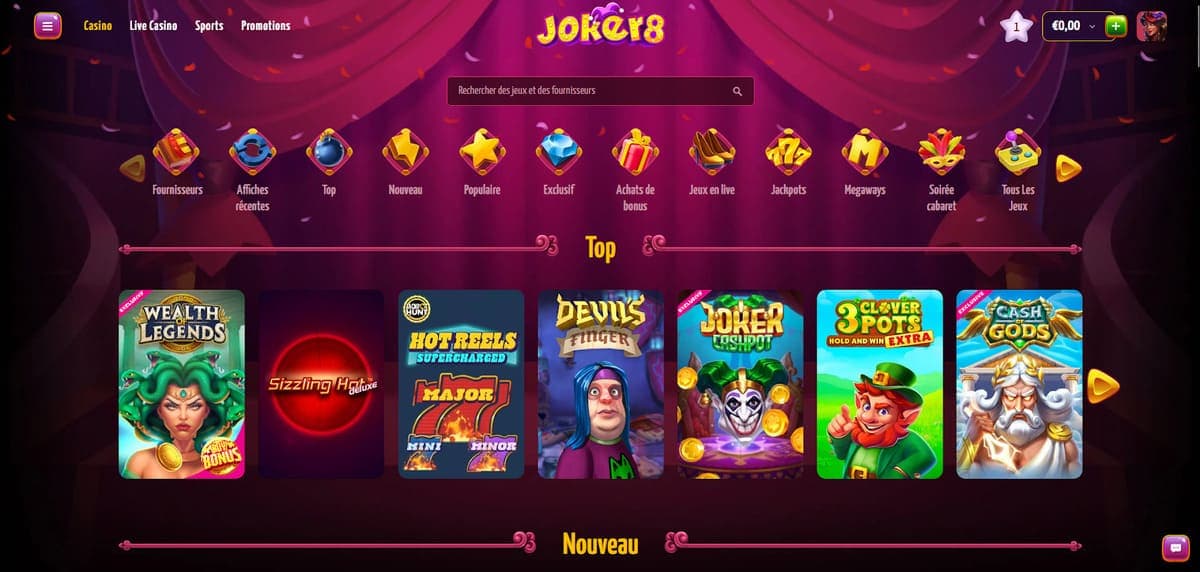 Accueil Joker8 Casino
