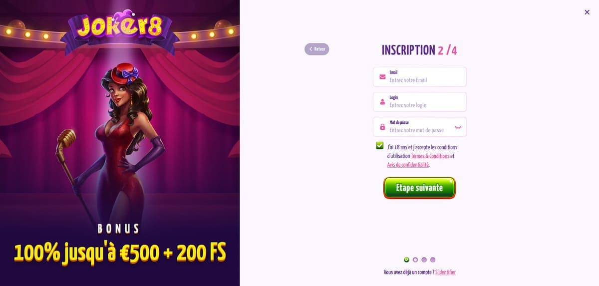Inscription Joker8 Casino