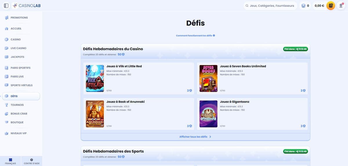 Défis CasinoLab