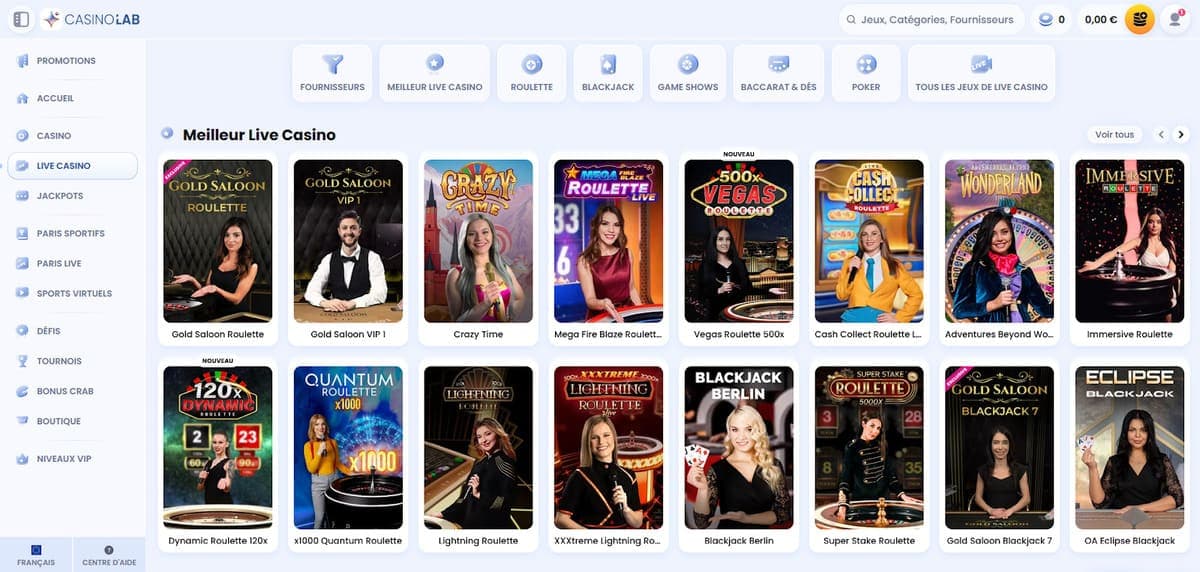 Live casino CasinoLab
