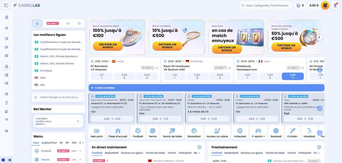 Paris sportifs CasinoLab