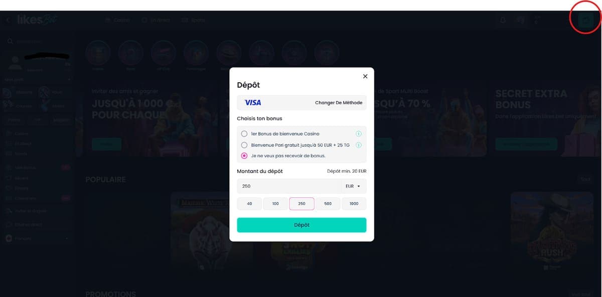 Dépôt Likes.Bet Casino