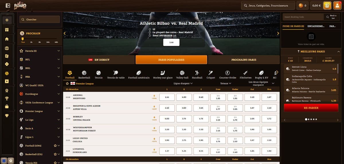 Paris sportifs Lizaro Casino