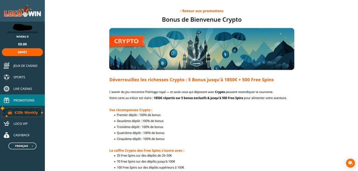 Bonus crypto LocoWin Casino