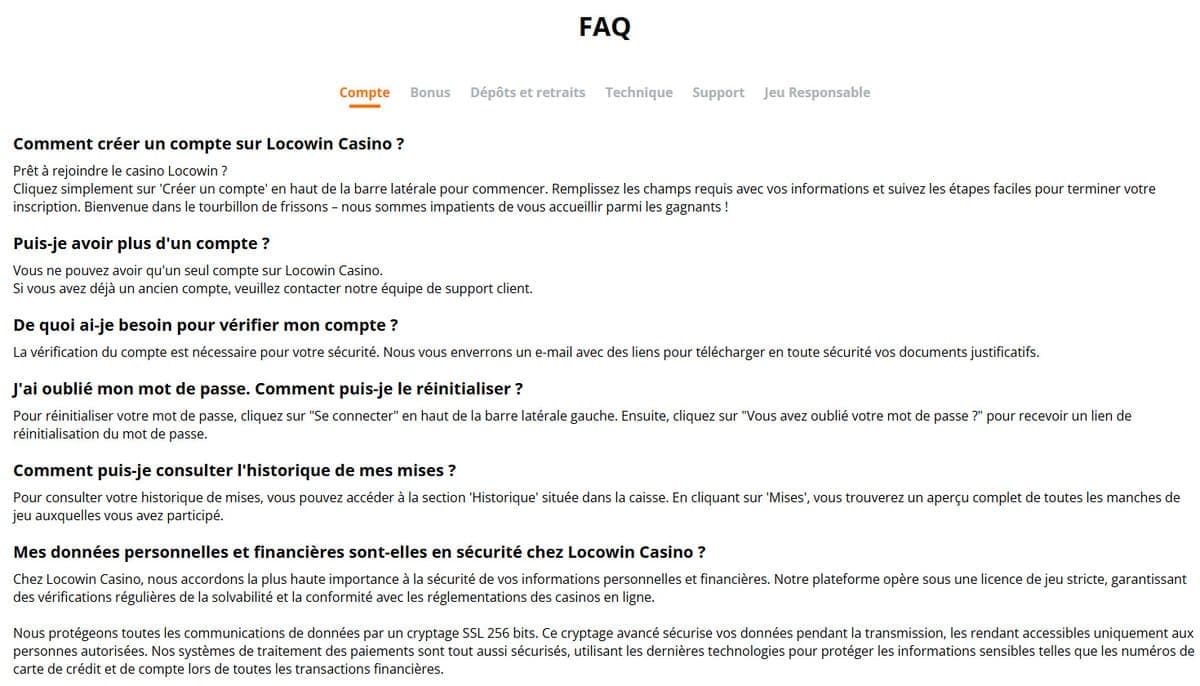 FAQ LocoWin casino