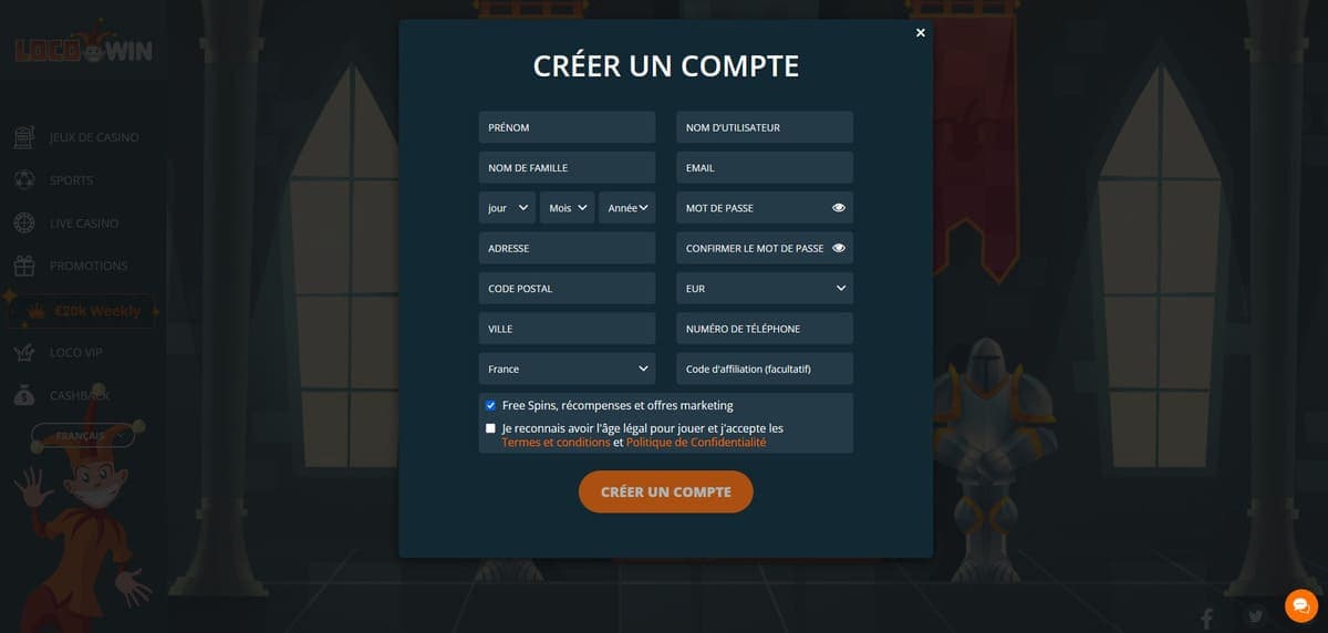 Inscription LocoWin Casino