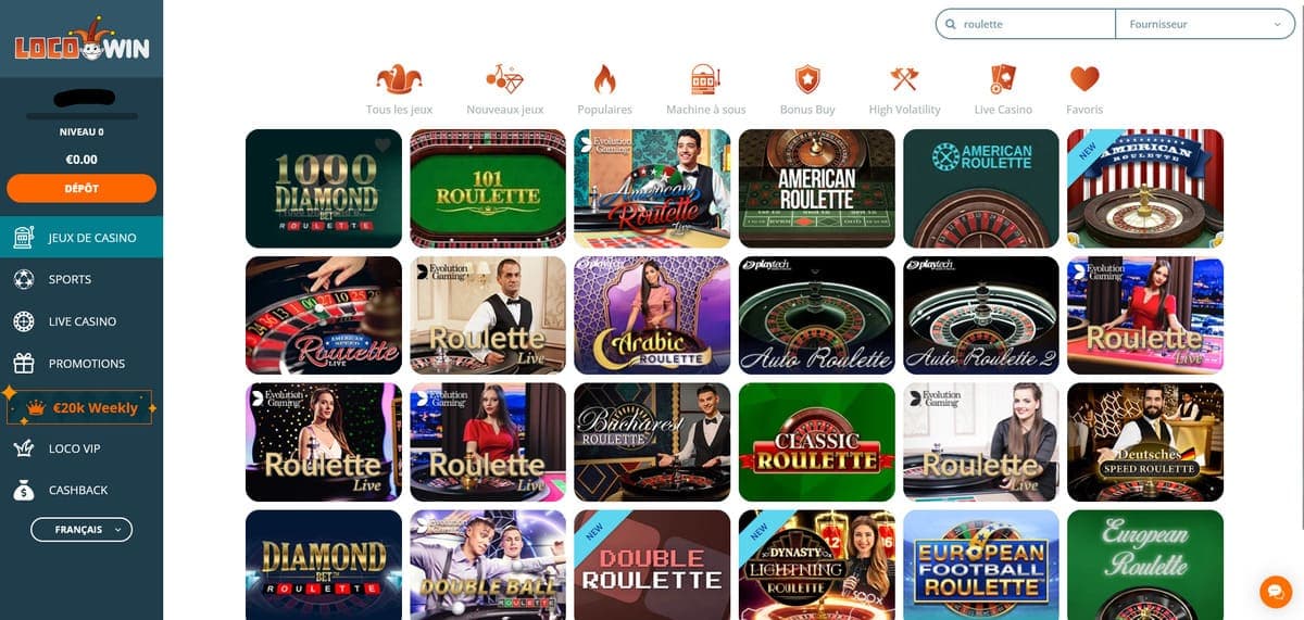 Jeux de table LocoWin Casino