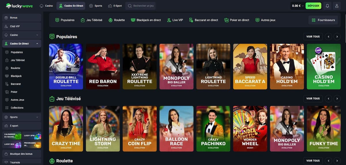 Casino live Lucky Wave Casino