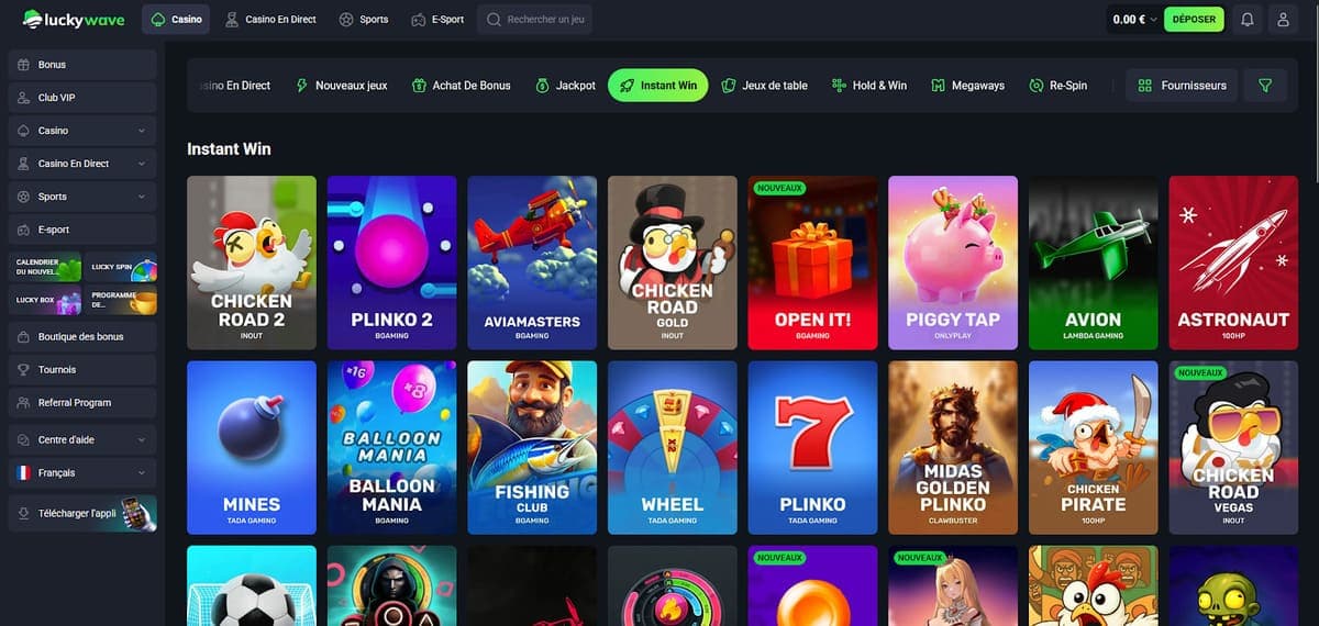 Instant win Lucky Wave Casino